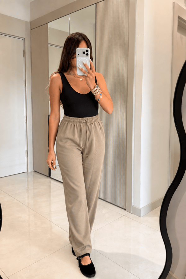 Raphael Camel Beli Bağcıklı Rahat Kesim Pantolon