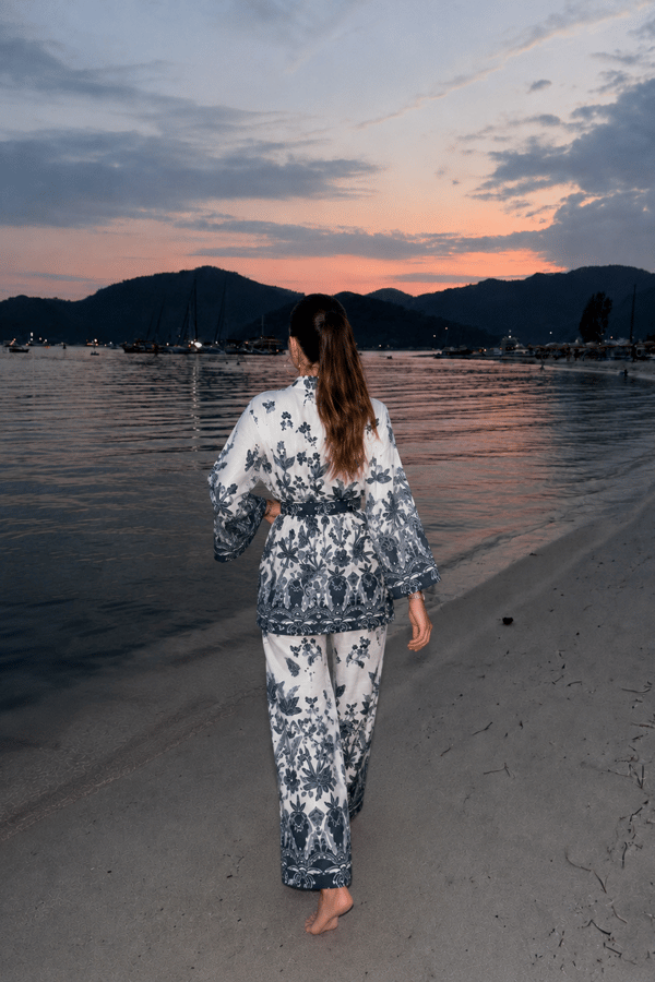 Ravella Desenli Premium Keten Takım