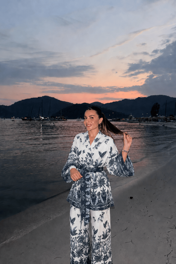 Ravella Desenli Premium Keten Takım