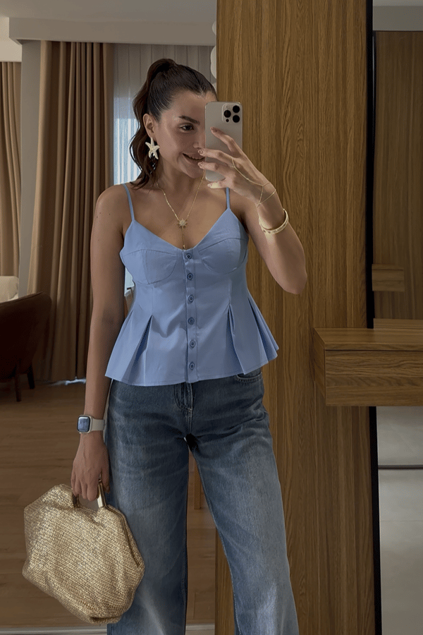 Raylin Bebe Mavi Poplin Crop