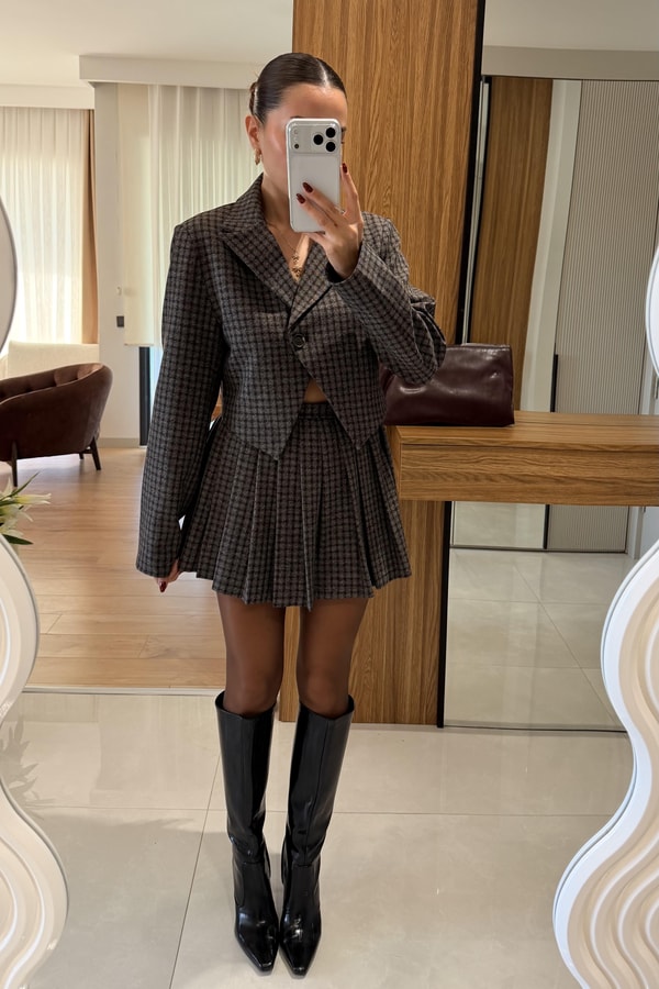 Renata Ekose Tek Düğmeli Crop Blazer Ceket