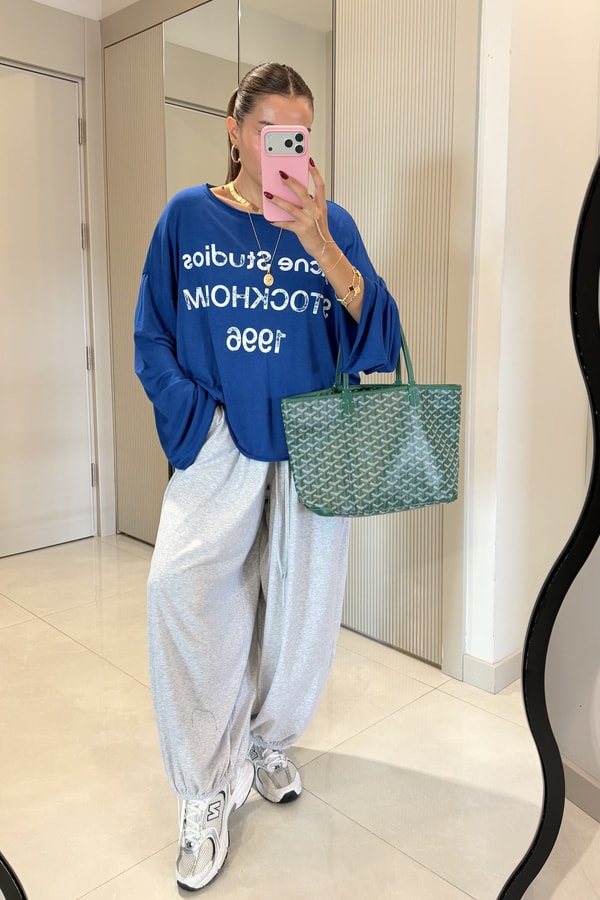 Rhea Gri Paçası Lastikli Şalvar Model Eşofman Altı