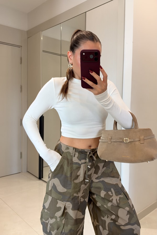 Rhode Beyaz Basic Slim Crop