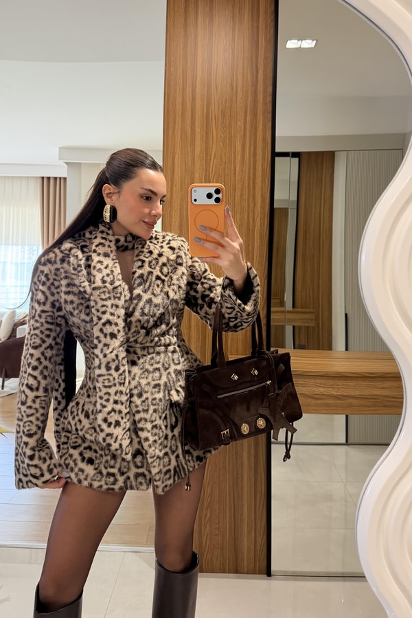 Ricardo Camel Leopar Yumoş Atkılı Blazer