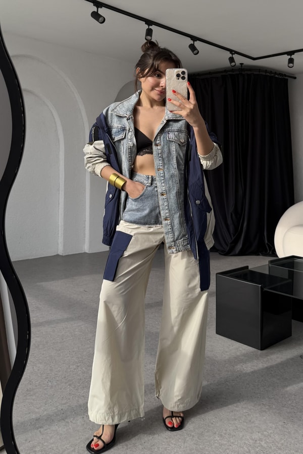 Rixton Tasarım Paraşüt Karışımlı Pantolon