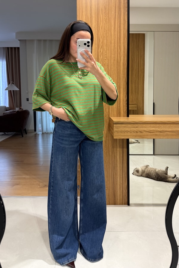 Rocco Darkblue Wide Leg Jean Pantolon