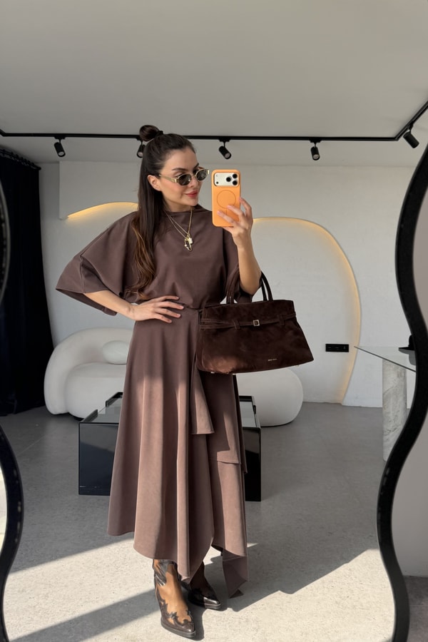 Ronay Modal Beli Drapeli Asimetrik Etek Takım