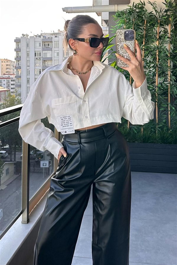 Ronnie Cebi Detaylı Mini Crop Gömlek