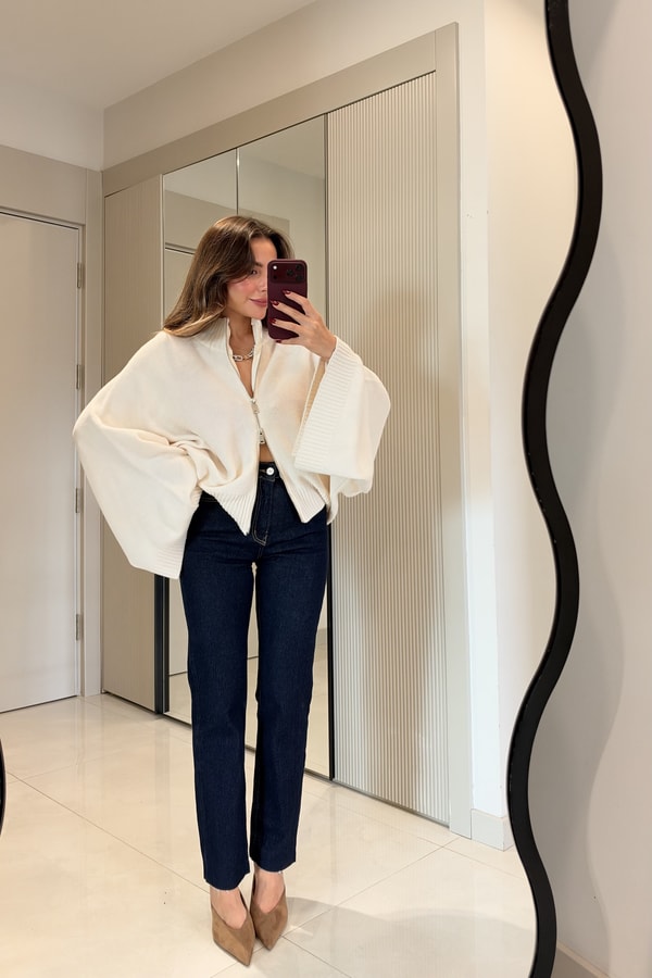 Rovena Darkblue Yüksek Bel Straight  Jean