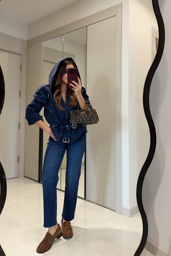 Rovena Midblue Yüksek Bel Straight  Jean