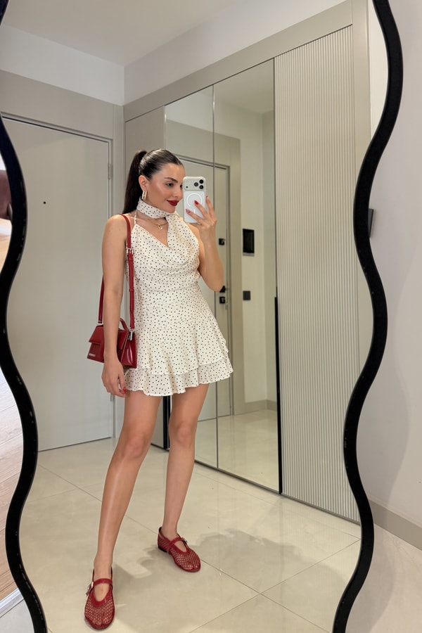 Rumba Puantiyeli Kat Kat Şort Etek