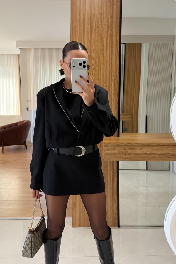 Scarlett Siyah Ceket Şort Etek Takım
