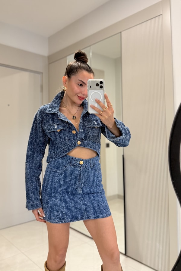 Seveny Midblue Denim Tırtıklı Takım