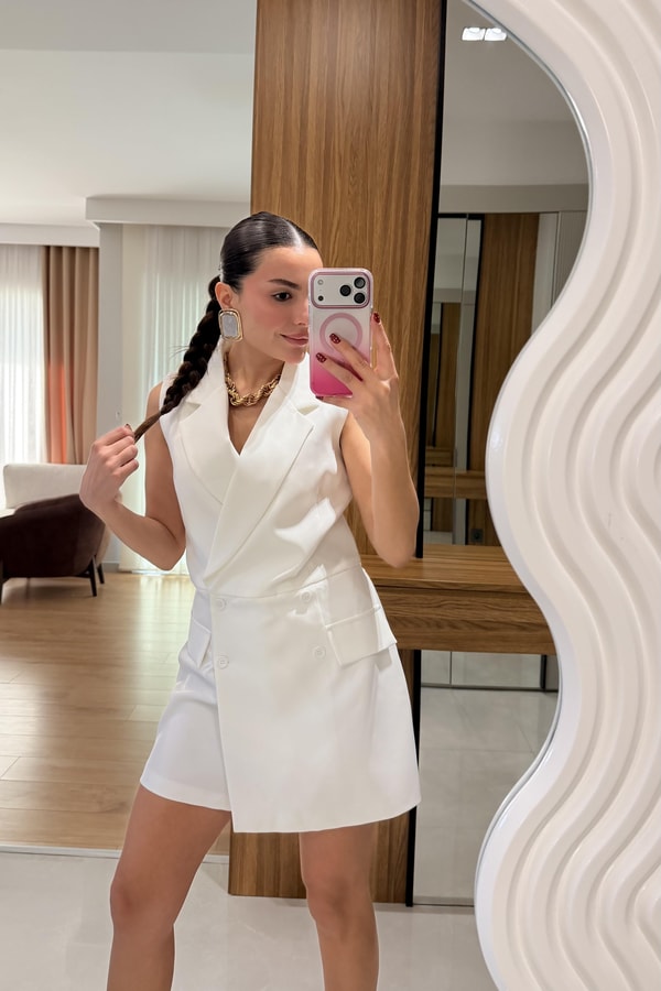 Sierra Beyaz Yelek Görünümlü Tulum
