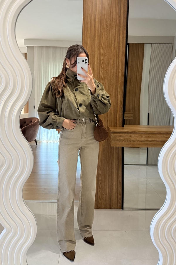 Sisley Koyu Bej Palazzo Yüksek Bel Jean
