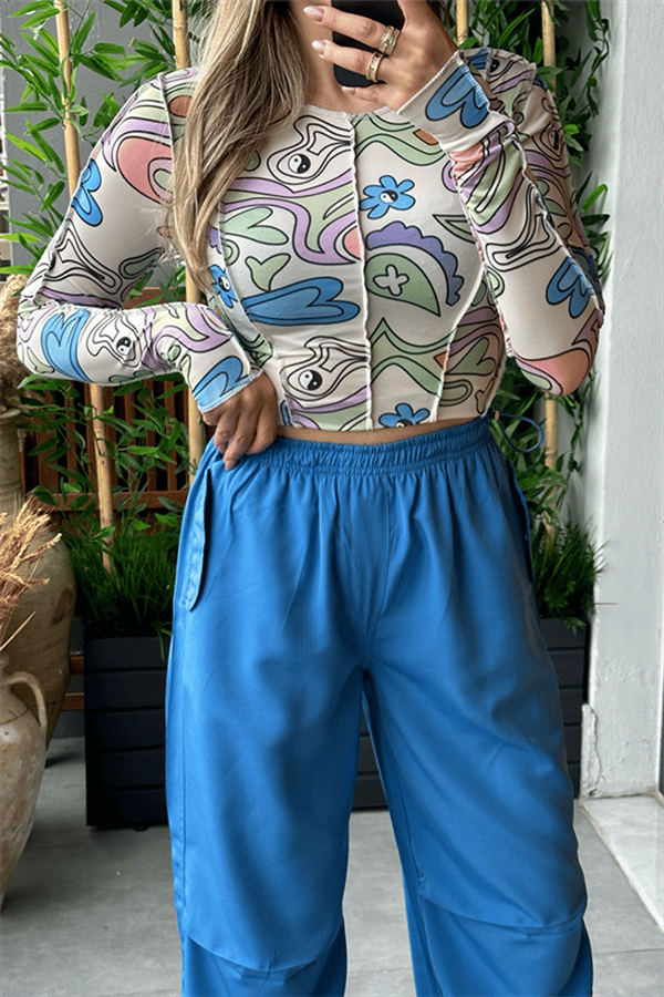 Soft renk geçişli dikişli crop