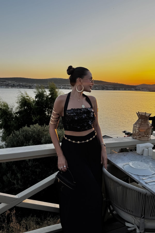 Solmera Siyah Dilvin Astarlı Şalvar 
