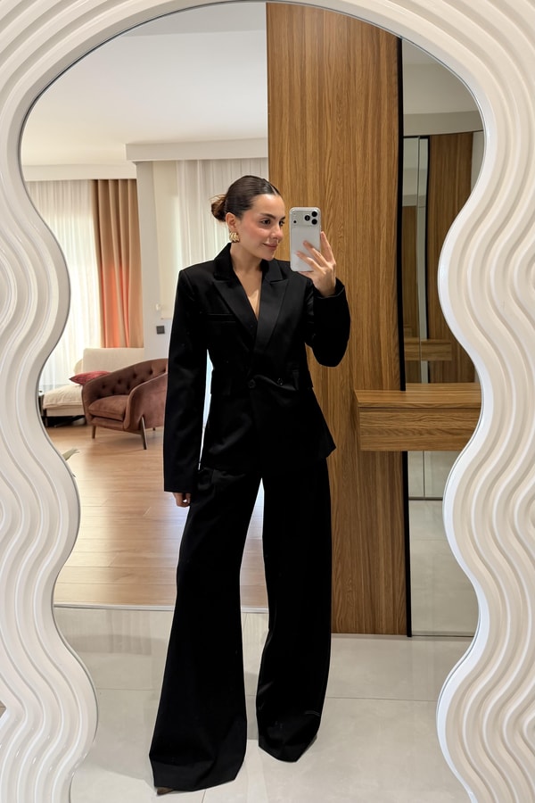 Sonya Siyah Blazer Pantolon Takım
