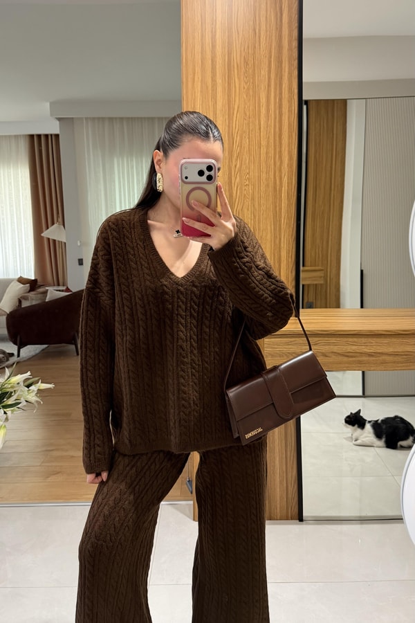 Specter Kahve Saç Örgü İkili Takım