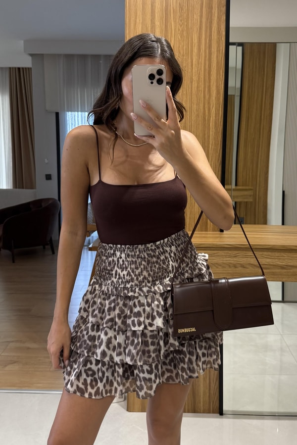 Stefany Kahve Askılı Crop