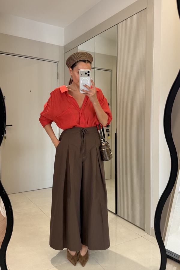 Stein Kırmızı Oversize Yazlık Gömlek