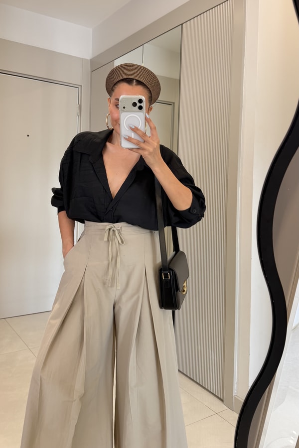 Stein Siyah Oversize Yazlık Gömlek