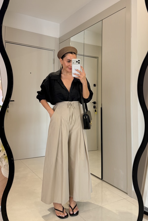 Stein Siyah Oversize Yazlık Gömlek
