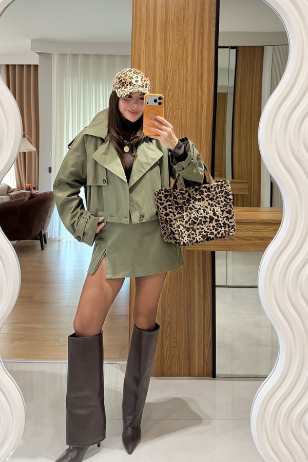 Stone Haki Biker Trençkot
