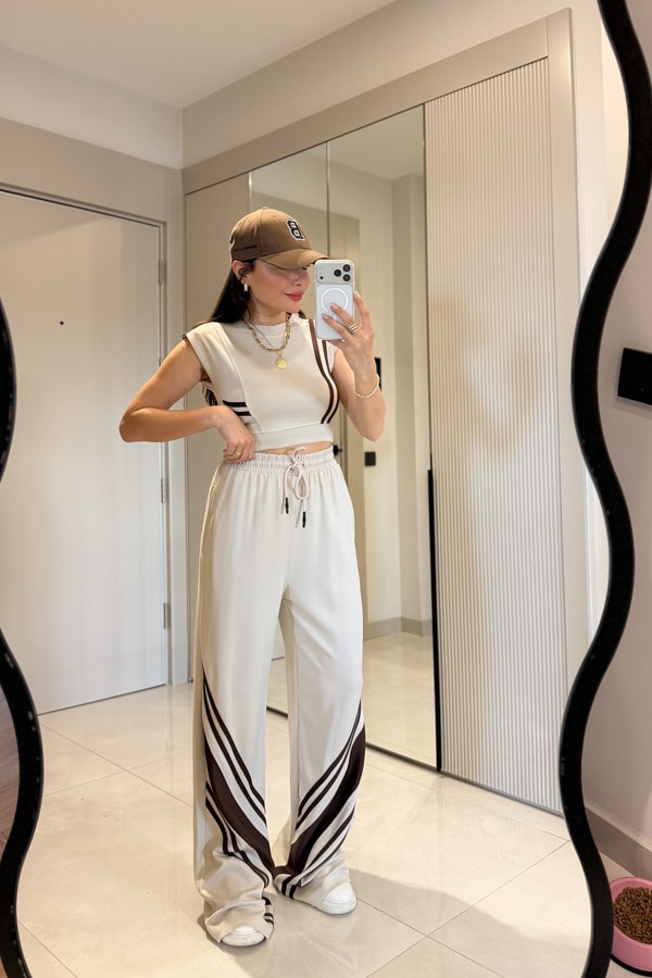 Stores Bej Şeritli Modal Eşofman Takımı