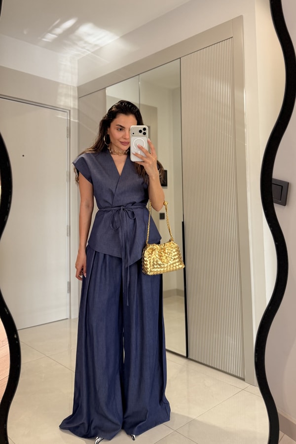 Stronger Lacivert Denim Tensel Takım