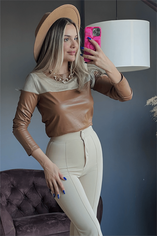 Taba deri crop
