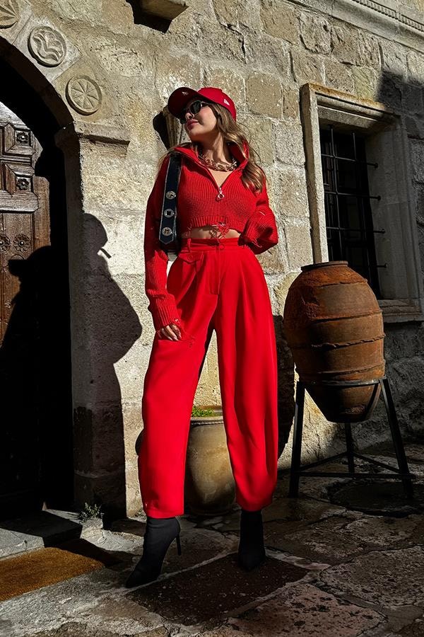 Tadior Kırmızı Slouchy Pantolon