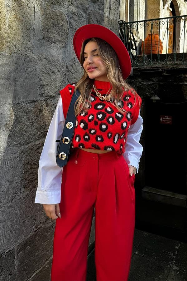 Tadior Kırmızı Slouchy Pantolon