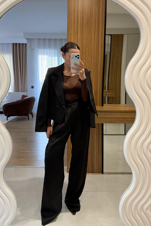 Tamy Siyah Blazer Pantolon Takım