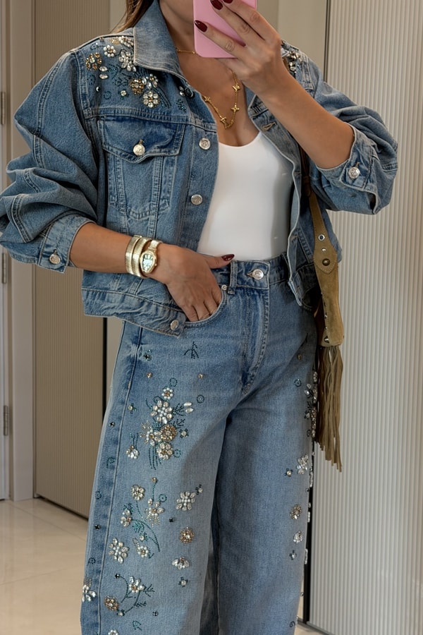 Tatiana Taş İşlemeli Baggy Jean