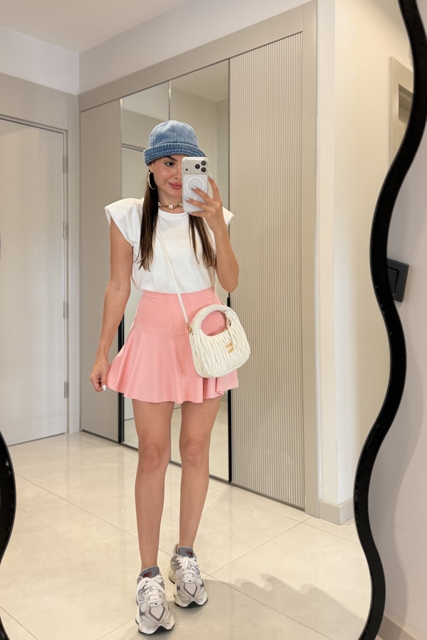 Tokyo Pembe Oys İçi Şortlu Tenis Eteği