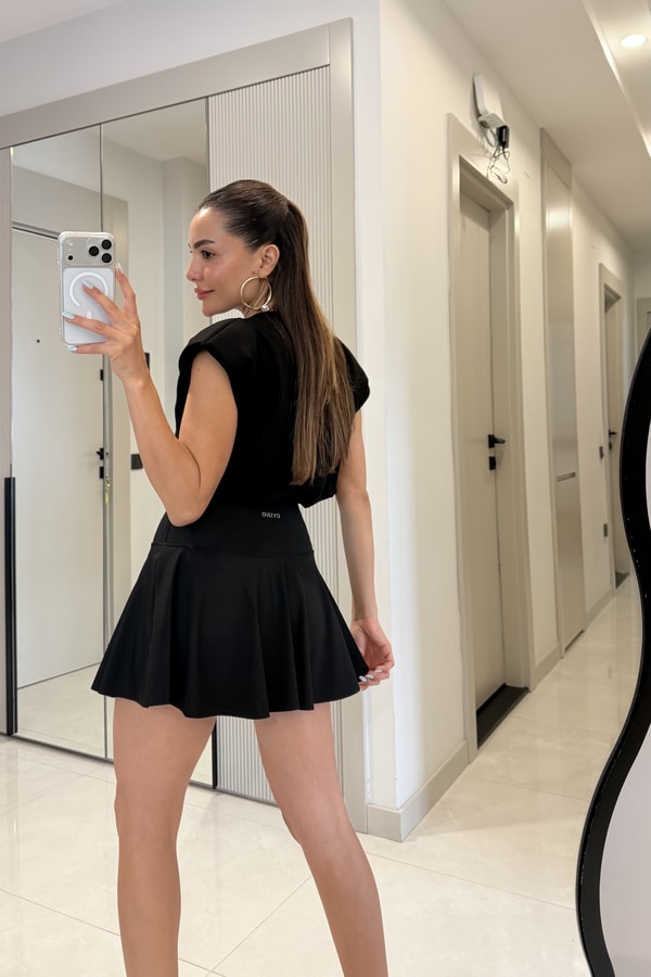 Tokyo Siyah Oys İçi Şortlu Tenis Eteği