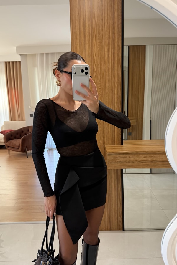 Tomess Siyah Transparan Body