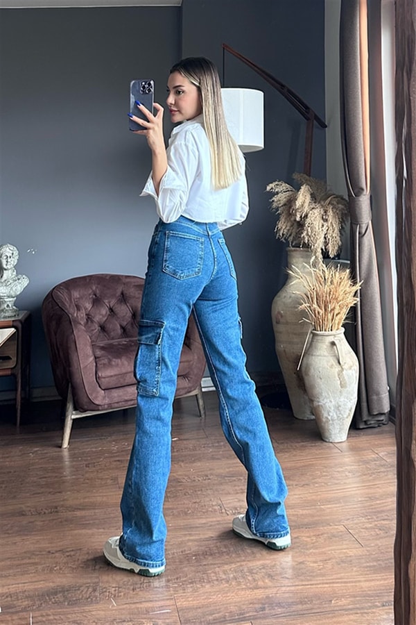 Topshop darkblue kargo pantolon