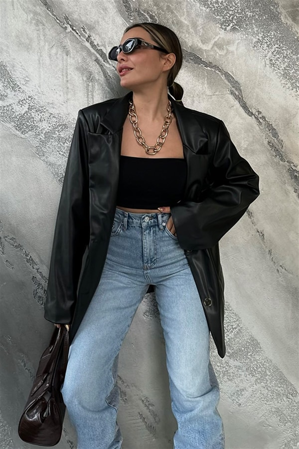 Twist paçası lastikli mom jean