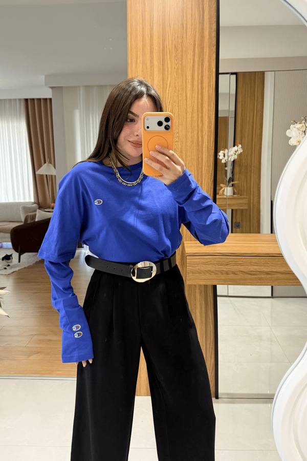 Vance Lacivert Parça Kollu Basic Tshirt