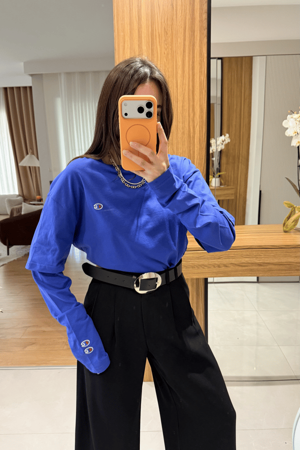 Vance Lacivert Parça Kollu Basic Tshirt