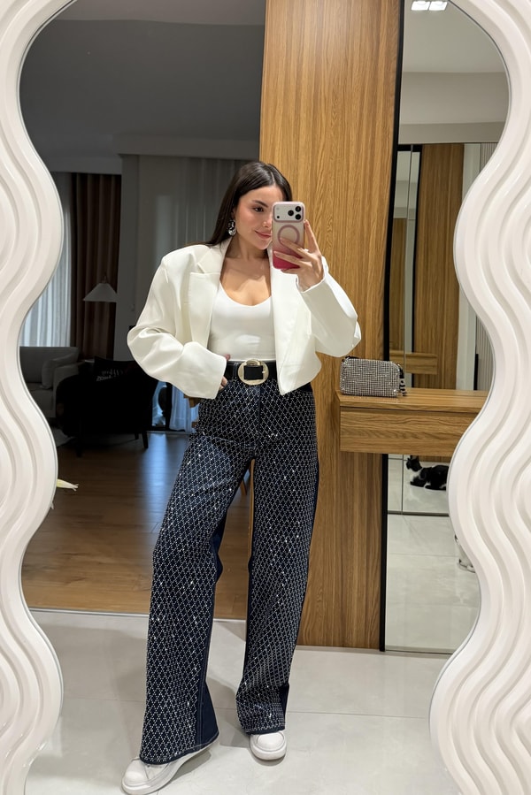Vanessa Darkblue Taşlı Jean