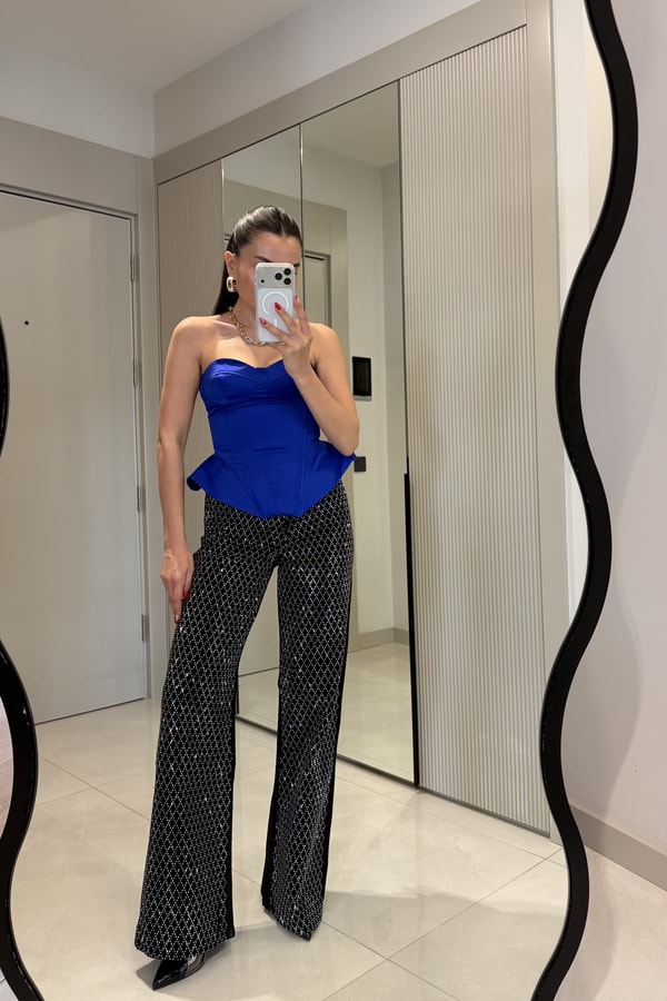 Vanessa Siyah Taşlı Jean