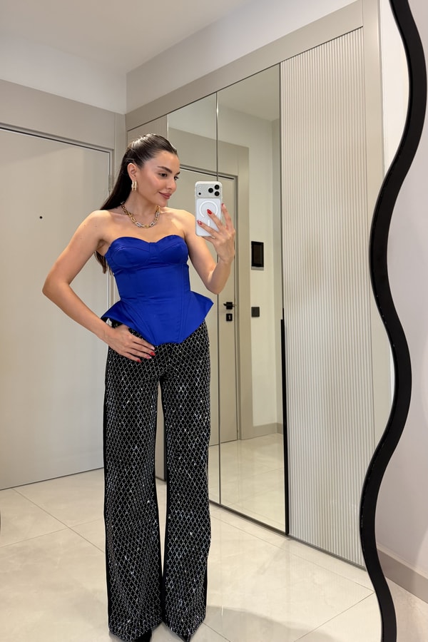 Vanessa Siyah Taşlı Jean
