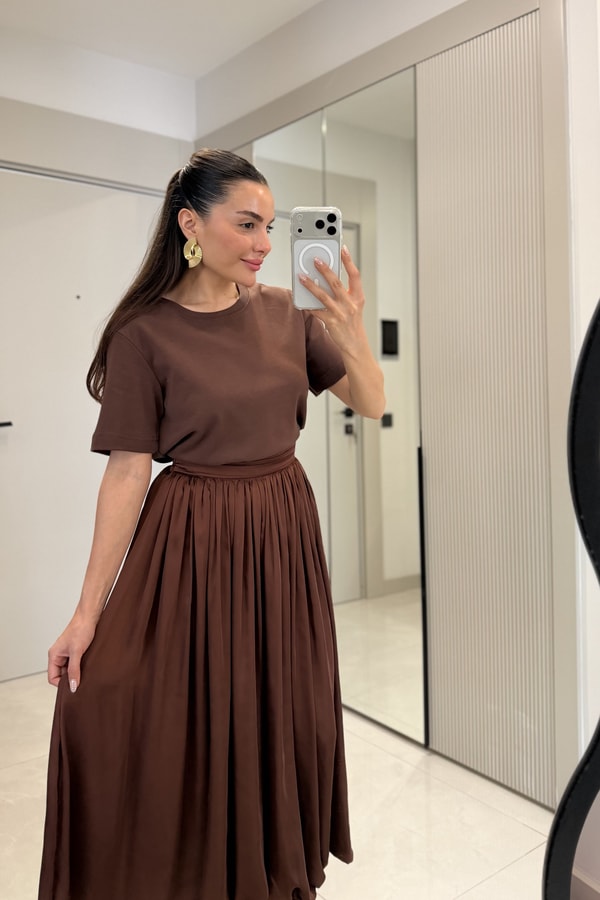 Vanetta Kahve Bisiklet Yaka Dilvin Tshirt