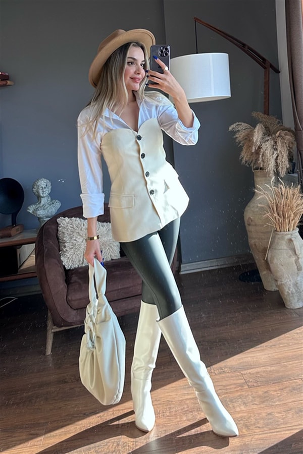 Vase straplez tasarım crop yelek