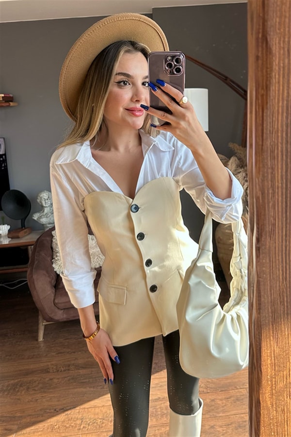 Vase straplez tasarım crop yelek
