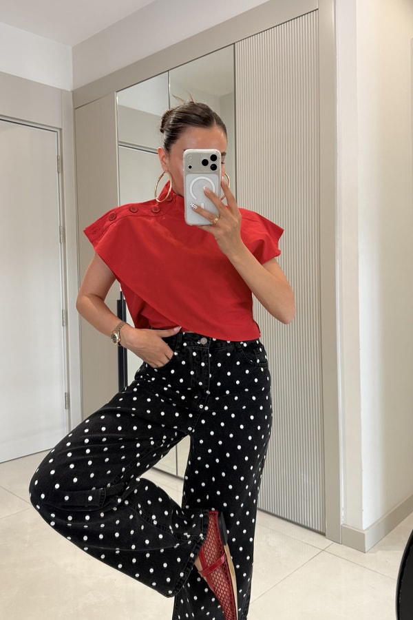 Verona Kırmızı Dik Yaka Poplin Gömlek