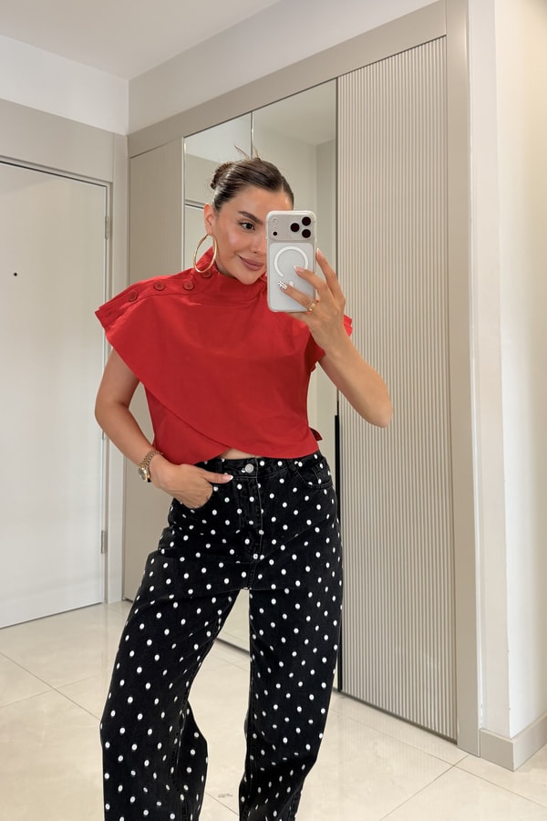 Verona Kırmızı Dik Yaka Poplin Gömlek